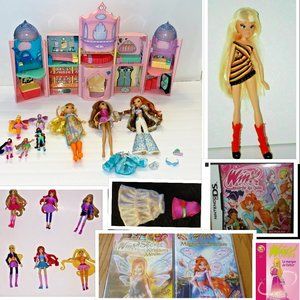 HUGE Lot WINX CLUB dolls CASTLE, Bloom Stella Flora DS Game, Figures Dolls